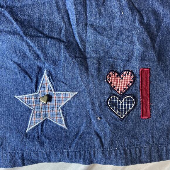 Koret City Blues Denim Jumper Dress 20W Patriotic Appliqué Buttons Lightweight - Picture 6 of 9